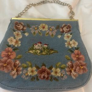 Floral Embroidered vintage Chain Handle Bag